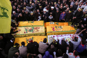 Funeral of Hezbollah fighters who were killed during hostilities with Israeli forces, in Maarakeh