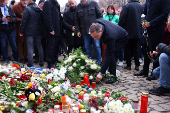 Tino Chrupalla, co-leader of AfD, visits the site of Christmas market attack, in Magdeburg