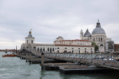 A view shows a pontoon bridge ahead of Pope's visit in Venice