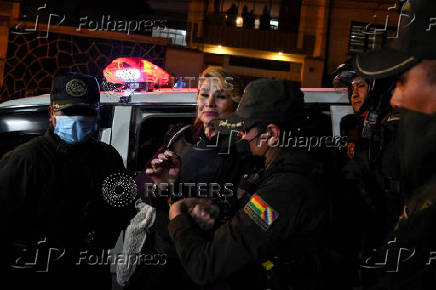 Bolivia's former President, Jeanine Anez returns to Miraflores prison after attending her trial on the 2019 political crisis, in La Paz