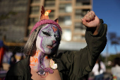 Protest to mark the International Day for the Elimination of Violence Against Women, in Bogota