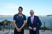 Australian PM Albanese receives Australian and Indian men's cricket teams at Kirribilli House in Sydney