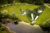 Biodegradable land art painting 'Bright dreams' in Zurich