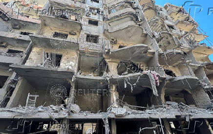 Site of the Israeli air strike that killed Lebanon's Hezbollah leader Sayyed Hassan Nasrallah on Friday, in Beirut's southern suburbs