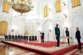 Russian President Vladimir Putin attends an awarding ceremony in Moscow