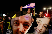 Israelis protest in support of ceasefire deal between Israel and Hamas, in Jerusalem