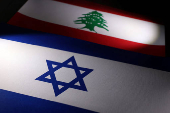 Illustration shows Israeli and Lebanese flags