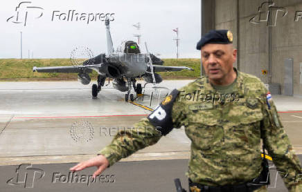 A Rafale fighter jet is seen in Zagreb