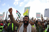 Rally in Sanaa in support of Palestinians and Lebanon's Hezbollah