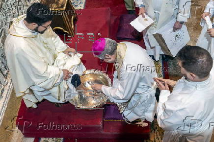 Foot-Washing ceremony on Maundy Thursday in Cathedral of Braga