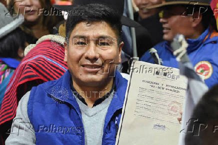 Grover Garcia officially assumes the presidency of the political party MAS-IPSP, in La Paz