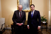 U.S. Senator Marco Rubio (R-FL) meets with U.S. Senate Majority Leader Chuck Schumer (D-NY) on Capitol Hill in Washington