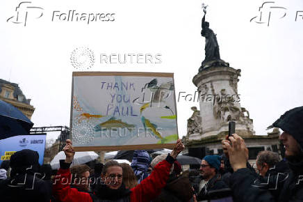 Anti-whaling environmental activist Paul Watson attends a press conference in Paris