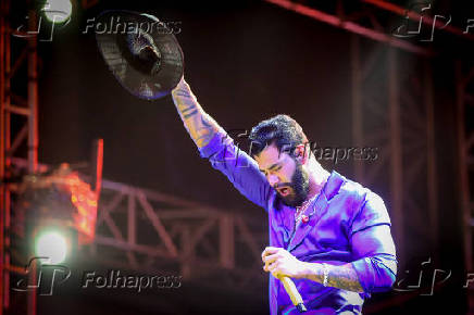 O cantor Gusttavo Lima em apresentao no rodeio de Itu, no interior de So Paulo