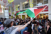 People demonstrate at Emory University in support of Palestinians, in Atlanta