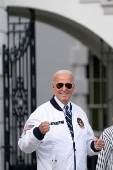 U.S. President Joe Biden departs from the South Lawn of the White House
