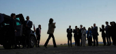 Democratic presidential nominee and U.S. Vice President Kamala Harris speaks as she visits Douglas