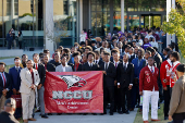 HBCU (Historically Black College and University) students march to the polls during early voting in North Carolina