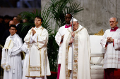 Pope Francis celebrates a Mass as part of World Youth Day, at the Vatican