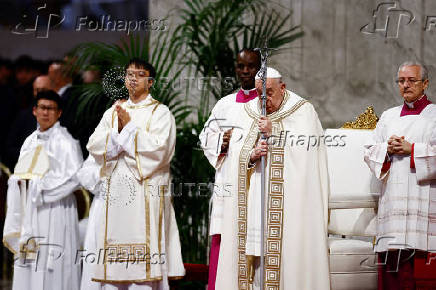 Pope Francis celebrates a Mass as part of World Youth Day, at the Vatican