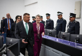 Britain's Home Secretary Yvette Cooper meets Iraq's Minister of Interior Abdul Amir Al-Shammari, in Baghdad