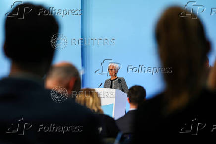 ECB President Christine Lagarde addresses the media in Frankfurt