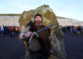 Winter solstice at 5000-year-old stone age tomb of Newgrange in Ireland