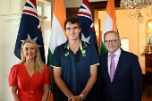 Australian PM Albanese receives Australian and Indian men's cricket teams at Kirribilli House in Sydney