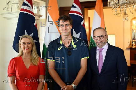 Australian PM Albanese receives Australian and Indian men's cricket teams at Kirribilli House in Sydney