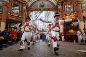 Morris Dancing at Leadenhall Market for St George's Day in London