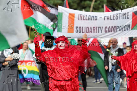 People protest in solidarity with Palestinians in Gaza near Shannon Airport