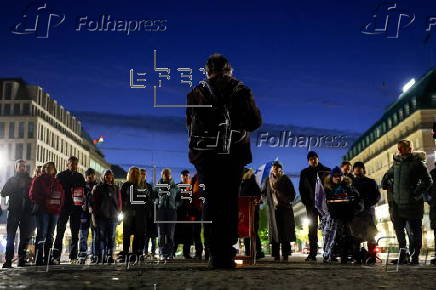 Vigil in Berlin to mark the anniversary of Hamas-led 07 October attack on Israel