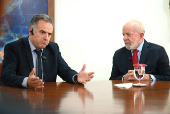 Brazil's President Luiz Inacio Lula da Silva receives Uruguay's President-elect, Yamandu Orsi, in Brasilia