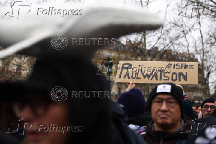 Anti-whaling environmental activist Paul Watson attends a press conference in Paris