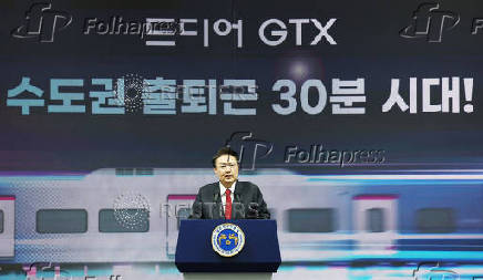 South Korean President Yoon Suk Yeol delivers remarks during an opening ceremony of GTX-A in Seoul