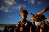 Indigenous people take part in the Terra Livre (Free Land) protest in Brasilia