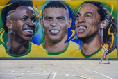 Mural em homenagem ao Brasil  visto em Los Angeles durante Copa America