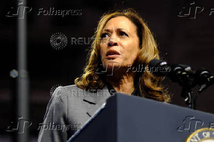 Democratic presidential nominee and U.S. Vice President Kamala Harris attends a campaign event in Madison