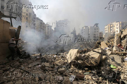 Aftermath of Israeli air strikes on Beirut's southern suburbs