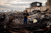 Aftermath of a fire at a slum area in Manila