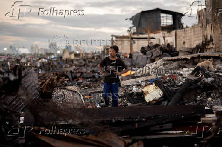 Aftermath of a fire at a slum area in Manila