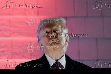 U.S. President-elect Donald Trump views fireworks at Trump National Golf Club Washington DC in Sterling