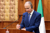 Ireland's Foreign Minister Micheal Martin attends a joint press conference with Jordan's Foreign Minister Ayman Safadi in Amman