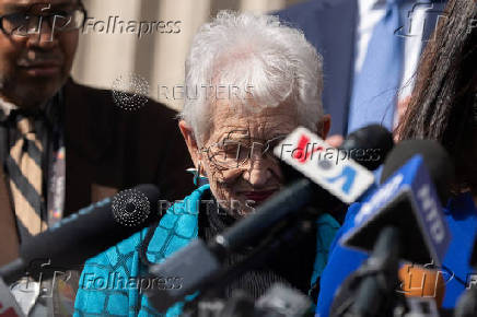 U.S. Rep. Virginia Foxx (R-NC) attends a news conference at Columbia University in response to Demonstrators protesting in support of Palestinians in New York