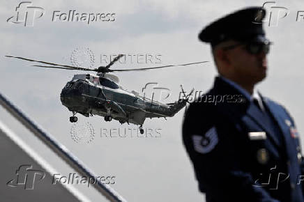 Marine One, carrying U.S. President Joe Biden, arrives at Joint Base Andrews