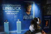 Hardback copies of former German Chancellor Merkel's autobiography 