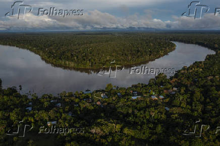 Vista area do rio Javari, em Atalaia do Norte