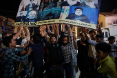 Kashmiri Shia Muslims protest against Israel following the killing of Hezbollah leader Nasrallah in an Israeli airstrike in Beirut, in Srinagar