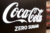 A view of a Coca Cola Zero Sugar logo in a supermarket in Sarajevo