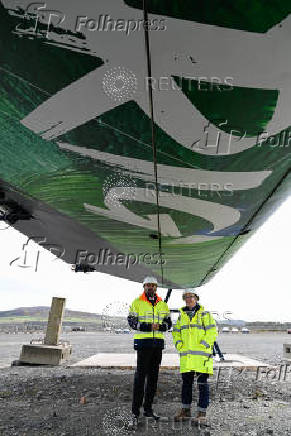 Scotland's First Minister Humza Yousaf attends the launch of FastRig wing sail in Scotland